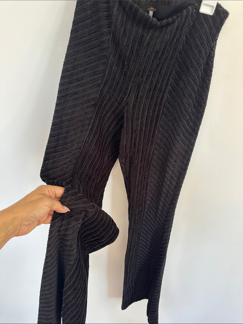 Free People Black Ribbed flare Pants